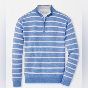 PETER MILLAR GOLF LONG BAY 1/4 ZIP PULLOVER SWEATER - MEDIUM - BLUE NWT